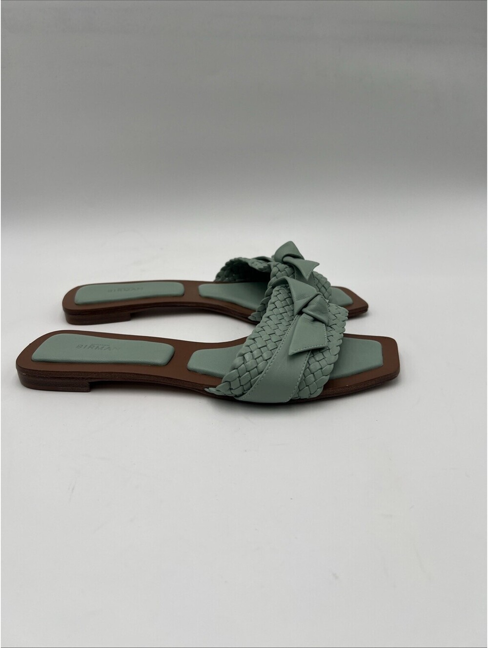 Alexandre Birman Clarita Woven Leather Flat Slide inmint green Size 36
